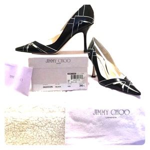Jimmy Choo Black Leather Heels Size 6.5. (36 1/2)